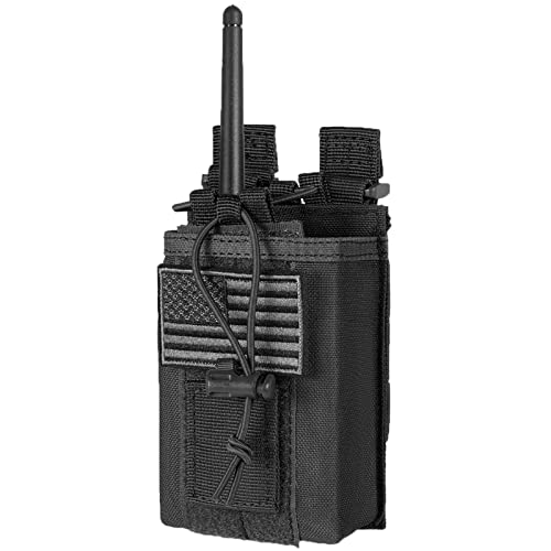 FRTKK Tactical Radio Holder - Molle Radio Pouch Universal Case for Police Firefighter Two Ways Walkie Talkies Vest (Black) - color: Black