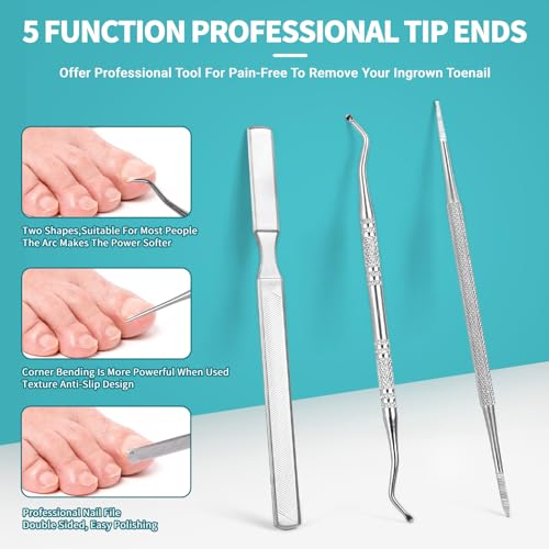 Toenail Clippers for Ingrown & Thick Toenails - Heavy Duty Toe Nail Clippers for Remove Side Ingrown Toenail with Angled Sharp Blades, Professional Pedicure Tool with Long Handle for Seniors & Men - style: Paronychia Nemesis - Black Kit