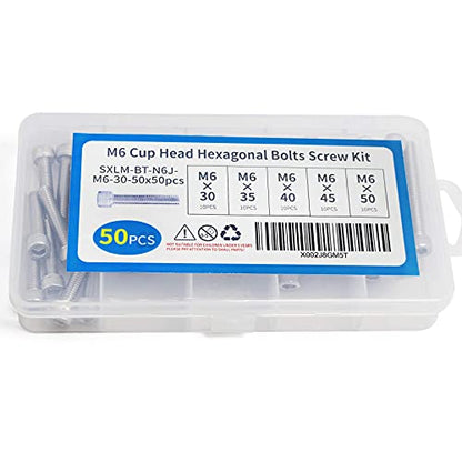 M6 x 30/35/ 40/45/ 50mm Socket Head Screws M6 Bolts 304 Stainless Steel Machine Metric Hex Socket Screw, 50PCS - size: M6 x 30/35/40/45/50mm