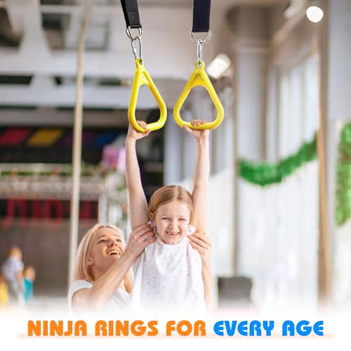 LadyRosian Trapeze Bar Swing Monkey Bars Hanging Ninja Rings Warrior Slackline Obstacle Course Kits for Kid Playground Equipment Accessories (Yellow) - color: Yellow