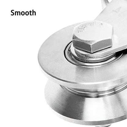 CertBuy 2 Pack 2 Inch V Groove Wheel Pulley, 304 Stainless Steel Silent Pulley Block, Heavy Duty Caster Wheels Sliding Gate Rollers Pressure Bearing Pulley, Loading 880lb for Handling and Moving