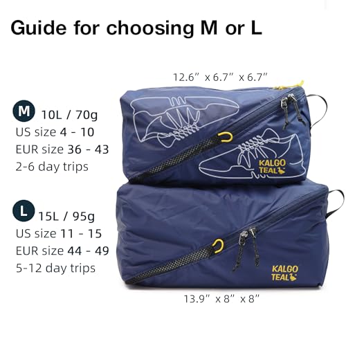 Ultralight Travel Shoe Bag 10L, Fits 2 Pairs Shoes, Large Water-Resistant Packing Cube. - size: M