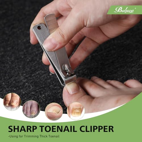 Heavy Duty Straight Blade Nail Clippers for Thick Toenails, Professional Stainless Steel Fingernail Toenail Clippers Trimmers - Thick Wide Jaw Toe Nail Clippings for Seniors, Men & Women - Silver - color: Silver