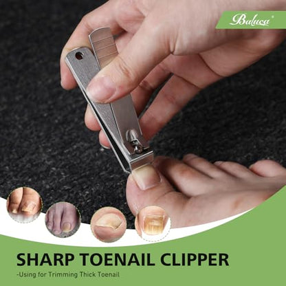 Heavy Duty Straight Blade Nail Clippers for Thick Toenails, Professional Stainless Steel Fingernail Toenail Clippers Trimmers - Thick Wide Jaw Toe Nail Clippings for Seniors, Men & Women - Silver - color: Silver