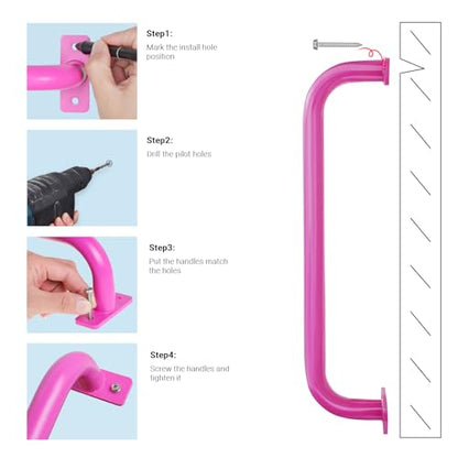 ESPETS 17 Inch 6 Pieces Pink Outdoor Metal Safety Playground Handles | Swing Set Attachment Grab Handle, Weather-resistence Playset Accessories Hand Grips, Indoor Monkey Bars - color: Pink -6 Pcs