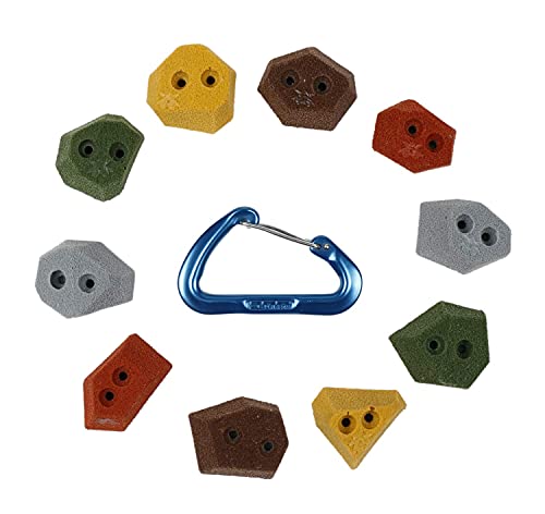 Atomik Rock Climbing Holds Set of 10 Angled Footholds in Assorted Earth Tones