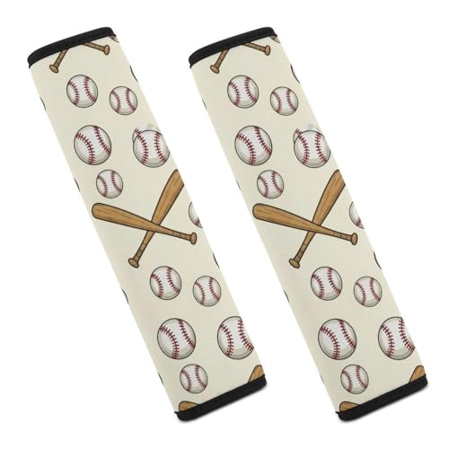 1 Pair Baseball Sport Red Ball Wooden Bat Cream Seat Belt Shoulder Pad Soft Padded Seat Belt Cushion for Adult Use, Stroller Pushchair High Chair, Pressure Relief - color: Pattern 261