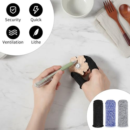24 PCS Cut Resistant Finger CotsReusable Finger Gloves Non Slip Large Thumb Protector Sleeve Breathable Fingertip Covers for Kitchen Garden Food Cutting Sculpture Work Supplies
