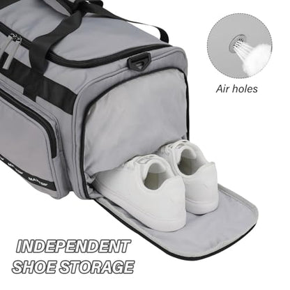 MAXTOP Gym Bag for Women Men Travel Duffle Bag Large Capacity Carry On Weekender Overnight Bag With Shoe Compartment Gym Tote Dry Wet Separation Duffel Bag for Travel - color: Grey, style: Gym Bag