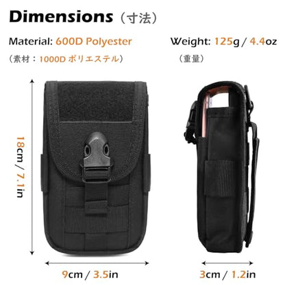 TRIWONDER Tactical Phone Pouch Molle, Smartphone Holster Bag EDC Utility Cellphone Lock Card Holder Organizer Fit for Waist Belt Case - color: 02 Black