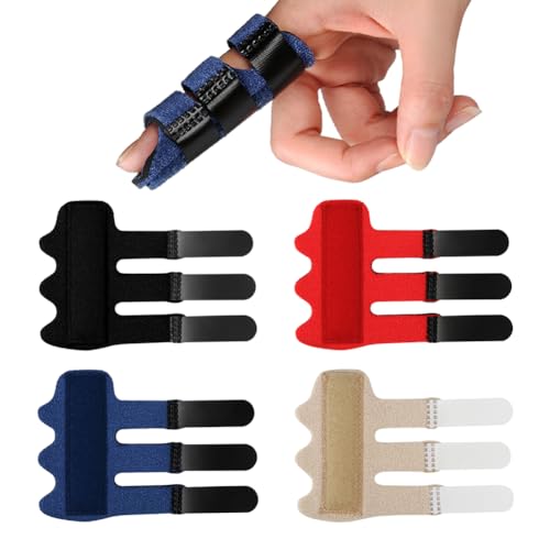 Upgraded Finger Splints (4Pcs), Trigger Finger Splint Finger Brace with 3 Fixing Strap for Mallet Finger, Broken Finger Protector, Knuckle Immobilization, Straightening Support, Arthritis Pain Relief - color: Multi