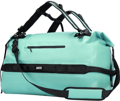 MIER Large Waterproof Duffel Bag - 60L/80L Dry Bag Backpack | Detachable Backpack Straps; Multi-Pockets; Roll-Top with Hook-and-Loop Closure; Motorcycle, Kayaking, Gym, Beach, Boating - color: Green, size: 80L