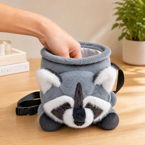 Funny Rock Climbing Chalk Bag, Soft Knitted Climbing Chalk Pouch with Drawstring Adjustable Belt, Fit Bouldering, Gymnastics & Outdoor Activities for Climbers - style: Raccoon