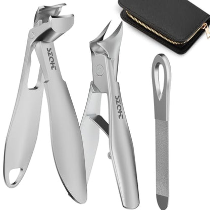 Nail Clippers Set - SZQHT 2025 Upgrade Angled Head Nail Clippers for Men,Seniors,Women,Toenail Clippers for Thick,Ingrown, Nails, Professional Stainless Steel Toe Nail Clippers,Nail File, Heavy Duty