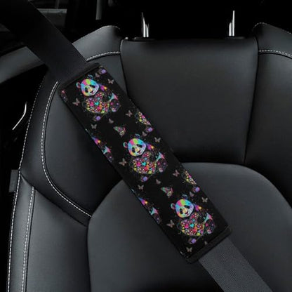 2 Pack Colorful Splatter Panda Holding Heart Black Seat Belt Shoulder Pad Breathable Shoulder Harness Cover for Child, All Vehicles, Neck and Shoulder Support - color: Pattern 743