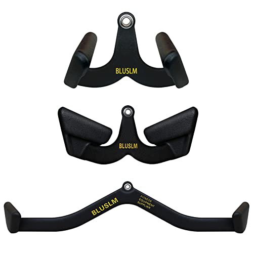 BLUSLM LAT Pull Down Bar for Cable Machine, LAT Pulldown Attachments T-bar V-bar Cable Attachment for Gym, Back Tricep Strength Training Handle - size: 3Pcs