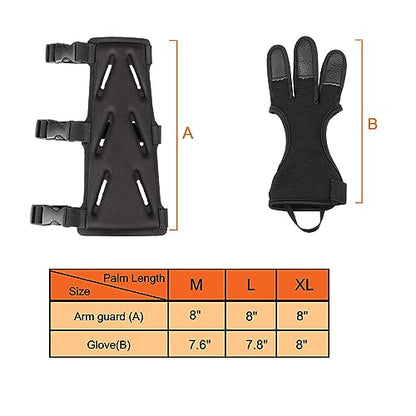 Archery Lightweight Finger Tab Gloves & Arm Guard Adjustable Arm Protector for Hunting Target Shooting Accessory Recurve Bow Compound Bow - size: Large