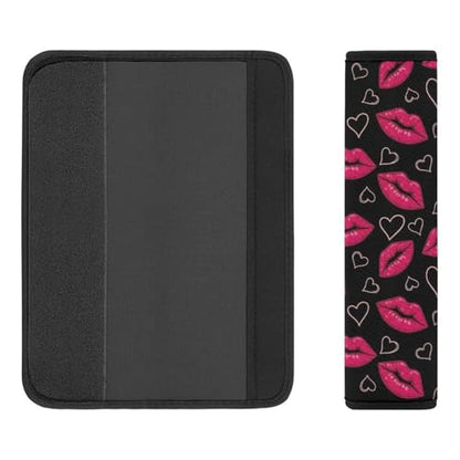 2 Piece Soft Padded Car Seat Belt Pad for Elderly Support, Stroller Pushchair High Chair, Pink Lips Kisses Shoulder Harness Cover, Shock Absorption - color: Pattern 632