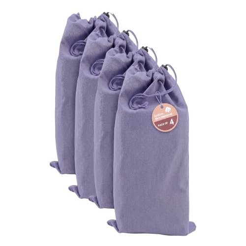 LFH Cotton Rich Shoe Storage Bags with Drawstring, Dustproof Breathable Reusable Organizer, Perfect For Travel, Dorm, Hotel, College, Gym, Easy to Carry, Machine Washable 8"x17" (Pack of 4) - Lavender - color: Lavender, size: 8"x17" (Pack of 4)