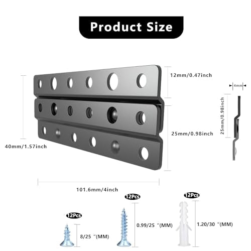 Metal Z-Style French Cleat Picture Hanger 4 inches, 8 Pairs | Non Loosen Interlocking Wall Mounting Bracket-Picture Hanger Bracket Kit (8, 4") - size: 4 Inch