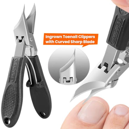 Toenail Clippers for Thick Toenails for Seniors, Angled Head Large Toe Nail Clippers Set for Men, Heavy Duty Ingrown Toenail Clippers Long Handled, Ultra Sharp Slanted Nail Cutter
