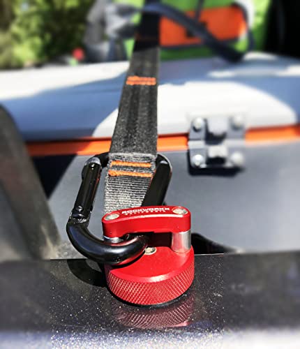 ROCKWORKX Billet Aluminum JKU Hard Top Quick Removal Fastener Thumb Screw, Integrated D Ring - color: Red