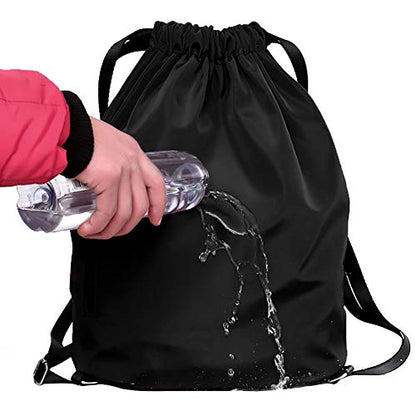 Peicees Waterproof Drawstring Sport Bag Lightweight Sackpack Backpack for Men and Women | Waterproof - color: A_black