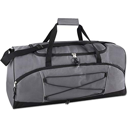 60 Liter, 26 Inch Duffle Bag – Heavy Duty Extra Large Sports Gym Equipment Travel Duffel Bag for Men and Women (Grey) - color: Grey