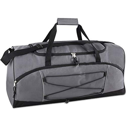 60 Liter, 26 Inch Duffle Bag – Heavy Duty Extra Large Sports Gym Equipment Travel Duffel Bag for Men and Women (Grey) - color: Grey