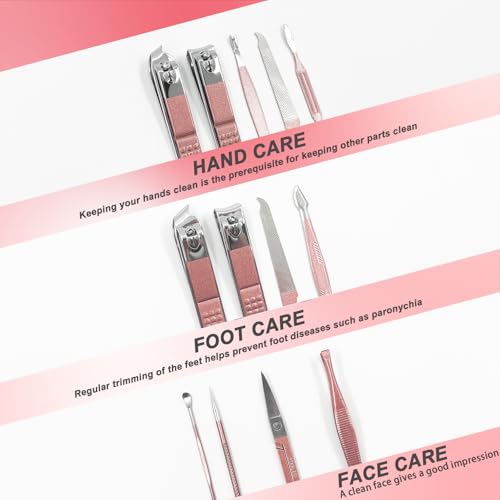 10 in 1 Premium Manicure Set - Nail Clippers Scissors Pedicure Stainless Steel Cuticle Nail Care Tools with Luxurious Travel Case, Portable Manicure Grooming Kit for Women