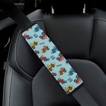 Soft Padded Car Seat Straps Shoulder Pads for Elderly Support, All Vehicles, 1 Pair Monster Trucks Shoulder Protector Anti-Slip Pad - color: Pattern 852