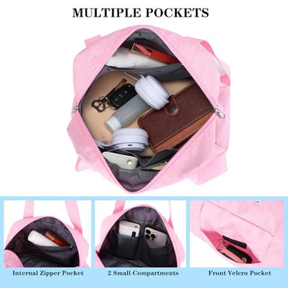 Mini Gym Bag for Women Girls, 12 inch Small Gym Tote, Lightweight Small Carry On Duffle Bag for Travel Sports - color: Pink
