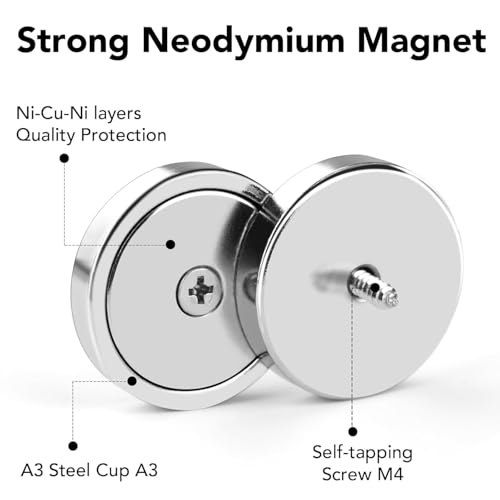 LOVIMAG Strong Neodymium Rare Earth Magnets, 20LBS-6 Pack | Heavy Duty Cup Magnet with Countersunk and Screws for Tool Room, Kitchen Doors, Wall Mounting, Office - size: 20lbs