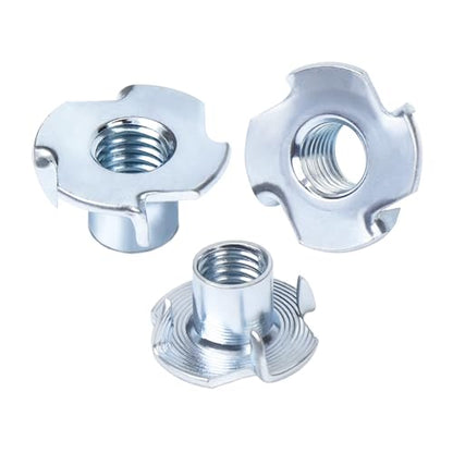 50 Packs M10 Threaded Insert T-Nuts, 4 Pronged Tee Nut for Rock Climbing Holds and Woodworking