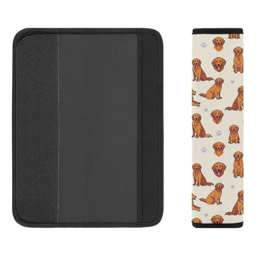 Universal Soft and Comfortable Seat Belt Shoulder Pad for Adult Use, Most Cars, 1 Pair Cute Golden Retriever Harness Pads Strap Anti-Slip Pad - color: Pattern 358