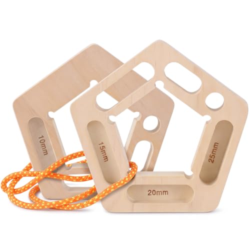 2 Pack Portable Hangboard Rock Climbing Hang Holds Climbing Fingerboard for Indoor and Outdoor Bouldering, Finger Strength, Arm Workout and Pull-up Training (Pentagon)