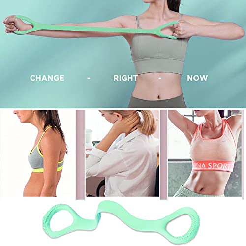 Figure 8 Resistance Band, Arm Back Shoulder Exercise Elastic Rope Stretch Fitness Band, Foot, Leg, Hand Stretcher, Arm Exerciser for Yoga Pilates Stretching Physical Therapy, Home Gym Workout - color: Green