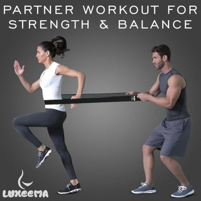 Premium 76" Extra Long Resistance Band for Working Out, 3" Wide Non-Slip Fabric Exercise Band for Stretching, Yoga, Strength Training & Physical Therapy - color: Black