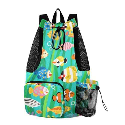 Drawstring Climbing Gym Bag With Inside Pockets Hiking Drawstring Backpack with Wet Dry Compartments Ocean Sea Animals