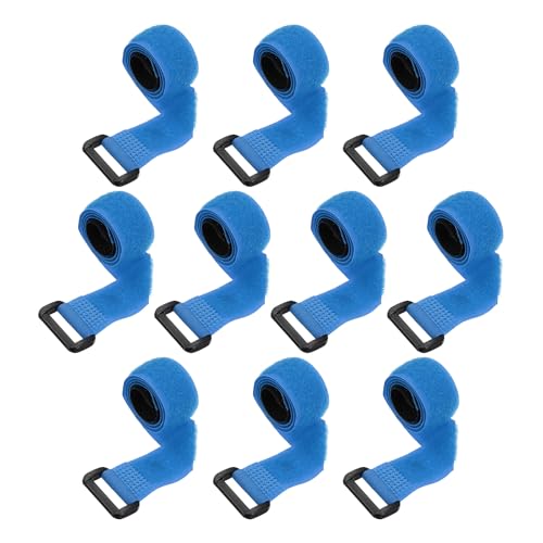 PATIKIL 0.8"x16" Reusable Cinch Straps, 10Pcs Adjustable Nylon Multipurpose Hook and Loop Cable Securing Straps with Plastic Buckle for Organizer Storage Cables Cords Ropes, Blue - color: Blue, size: 0.8" x 16"