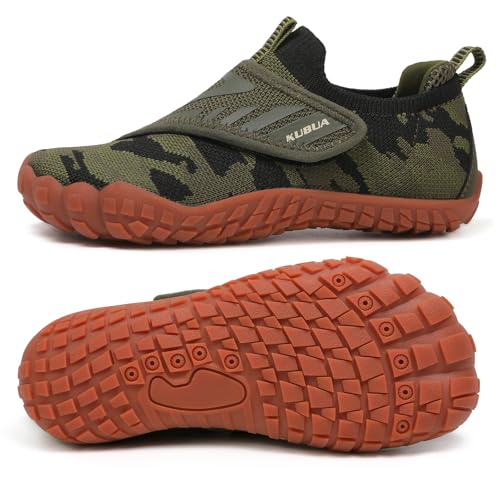 KUBUA Versatile Kids Water Shoes Boys Girls Quick Dry Swim Aqua Socks | Wide Toe Box, Lightweight, Barefoot-Style, Breathable, Beach, Pool, Kayak, Water Parks, Hiking, Toddler, Little Kid, Big Kid - color: Green, size: 13 Little Kid