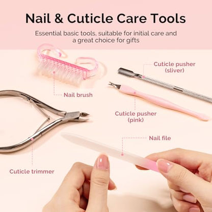 MelodySusie Cuticle Remover Kit,60g Cuticle Remover Cream 15ML Cuticle Oil | Cuticle Nipper Trimmer Pusher,Nail File and Brush for Cuticle Softener & Moisturize Manicure Kit for Nail Care
