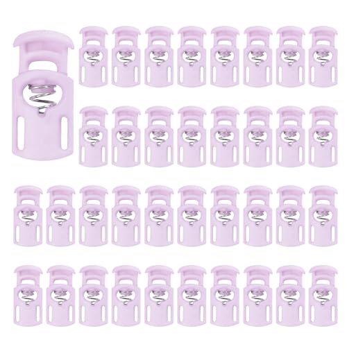 PATIKIL Nylon Spring Cord Locks, Elastic Toggle Stop Slider Clamp Adjuster Fastener for Drawstring Shoelaces Paracord - color: Light Purple