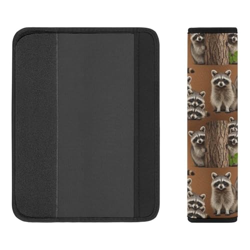 2PCS Cute Raccoon Wild Animal Seat Belt Cover Soft Padded Neck Strap Covers for Kids, All Vehicles, Comfortable Driving - color: Pattern 326