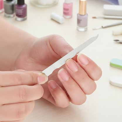 5 PCS Stainless Steel Nail File for Natural Nails 3.6’’ Small Metal Double Sided Nail File with Curved Sharp Pointed Thin Professional Reusable Manicure Pedicure Toenails Tools