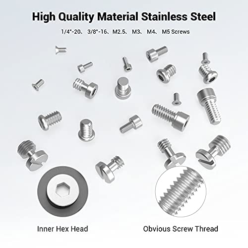 SMALLRIG 20Pcs Screws Hex Key Plate,1/4"-20, 3/8"-16, M2.5, M3, M4, M5 | Include 1/4"-20, 3/8"-16, M2.5, M3, M4, M5,hex keys