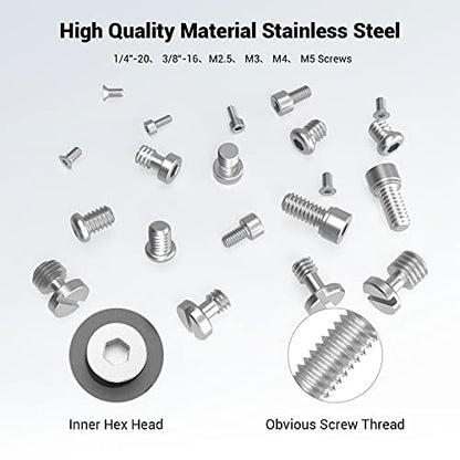 SMALLRIG 20Pcs Screws Hex Key Plate,1/4"-20, 3/8"-16, M2.5, M3, M4, M5 | Include 1/4"-20, 3/8"-16, M2.5, M3, M4, M5,hex keys
