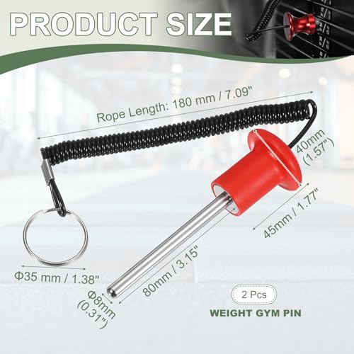 Gym Pin Weight Stack Pin Strength Training Lifting Equipment Replacement with Pull Rope Fitting for Home Gym - color: Red, size: 0.3 x 3.1 Inch