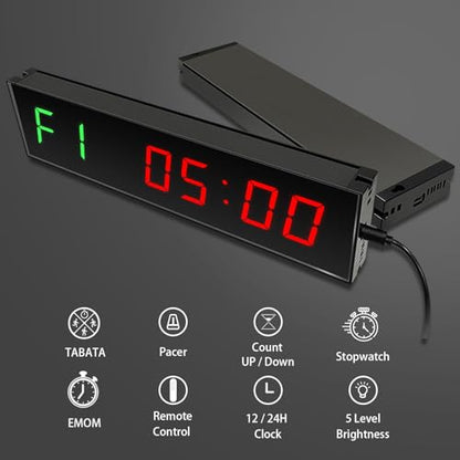 12" Digital Wall Alarm Clock Timer for Interval Workout with Countdown/Up Stopwatch, Gym Interval Timer, Tabata EMOM Remote Control for Home Gym Boxing MMA Fitness - color: Gym Timer - 01