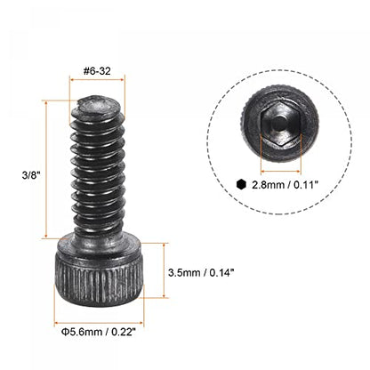 uxcell #6-32x3/8" Hex Socket Head Cap Screw Bolts 12.9 Grade Alloy Steel 25pcs - size: #6-32x3/8"
